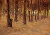 Egon Schiele Forest with Sunlit Clearing in the Background painting
